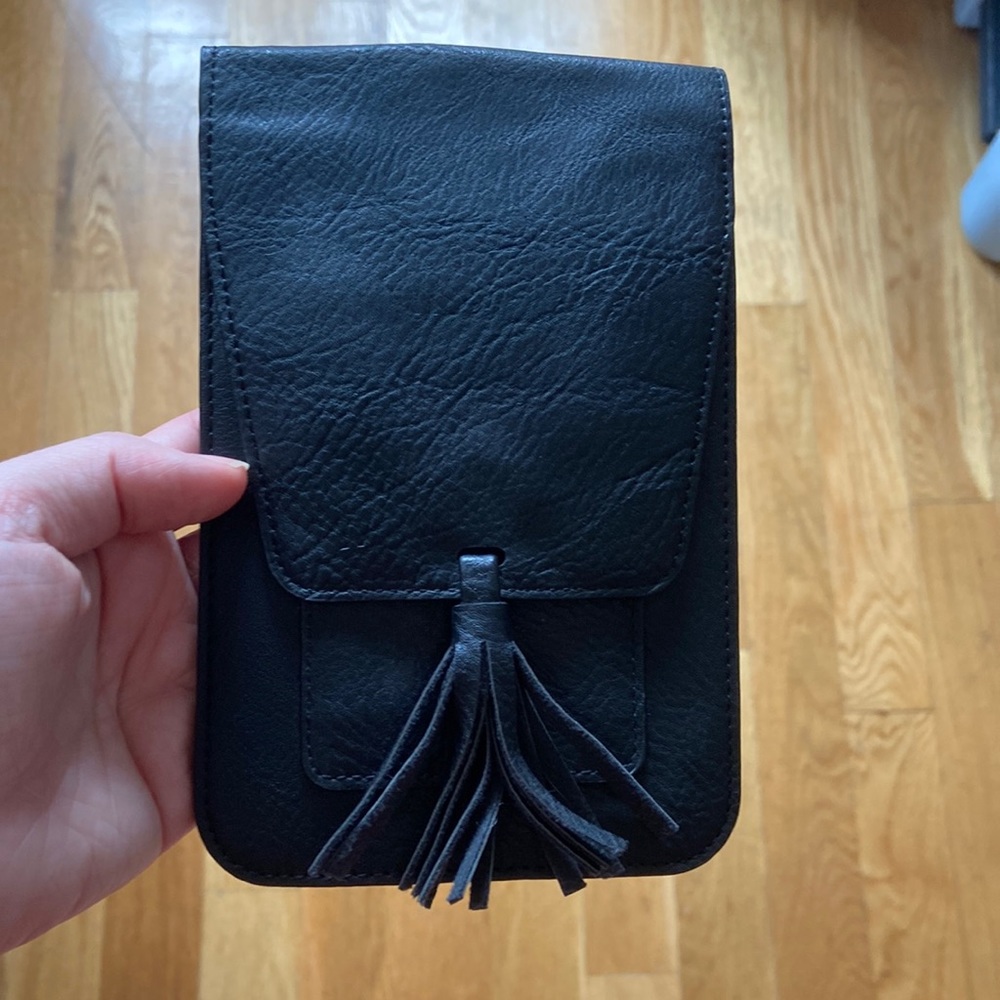 Black leather hip wallet